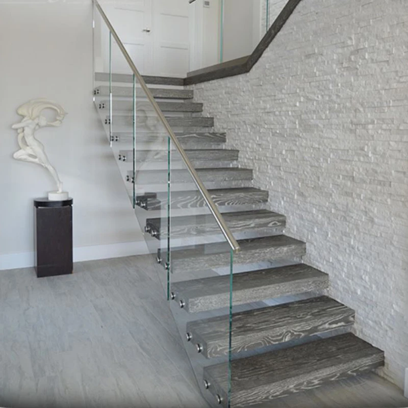 floating staircase against wall